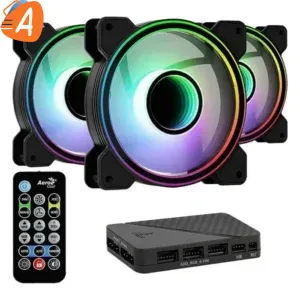 Lot de 3 Ventilateurs de boitier AeroCool Astro 12 Pro RGB 12cm (Noir)(garanti)